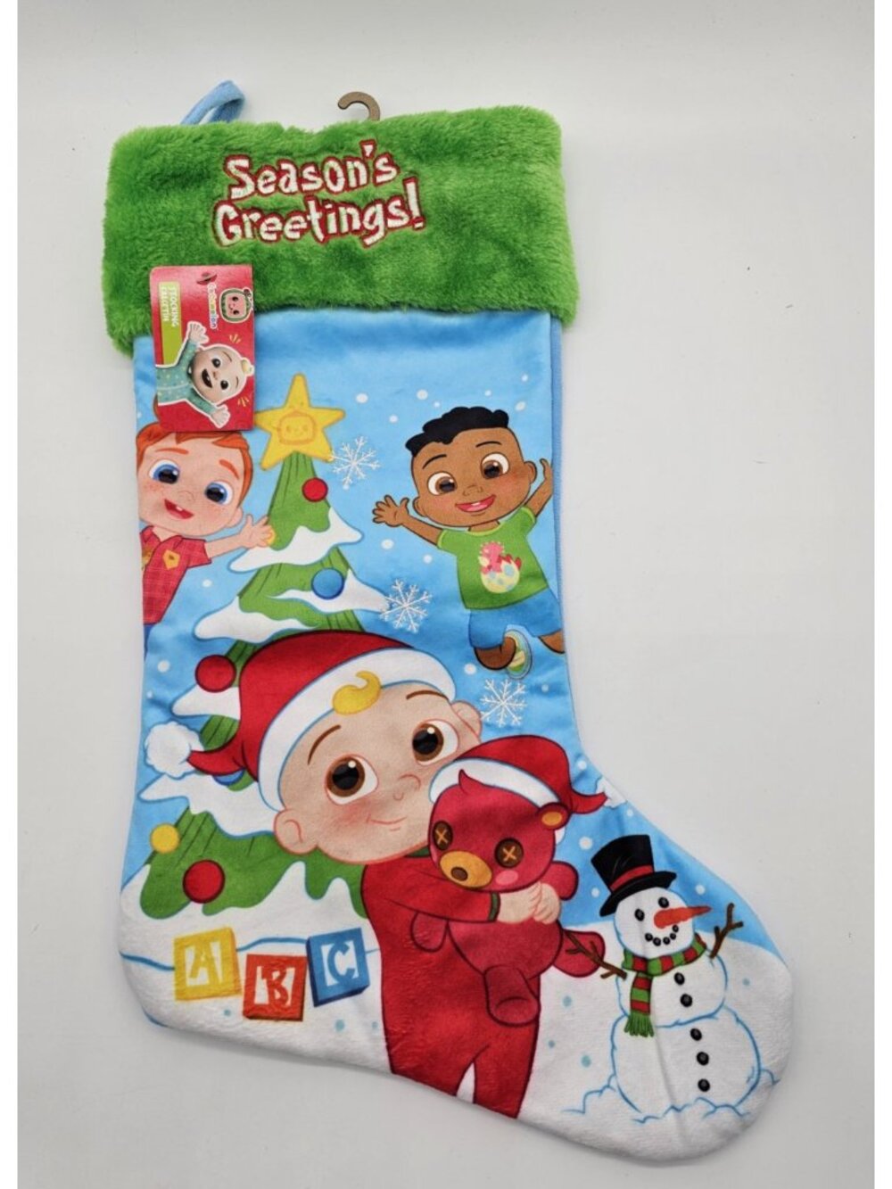 Cocomelon Christmas Stocking Blue Plush Toddler Holiday Stocking 19"